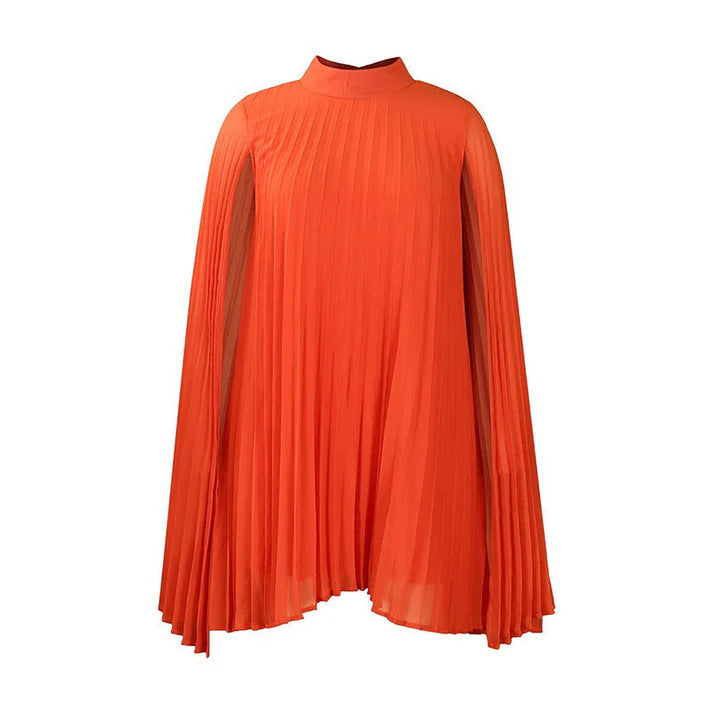 Aurora - Vestido plisado con mangas capa
