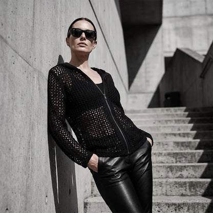 Leire - Chaqueta calada ligera con cremallera