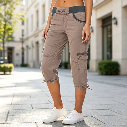 Abril - Pantalón capri cargo de cintura alta