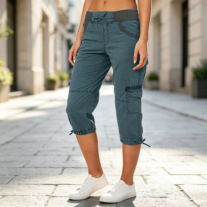 Abril - Pantalón capri cargo de cintura alta