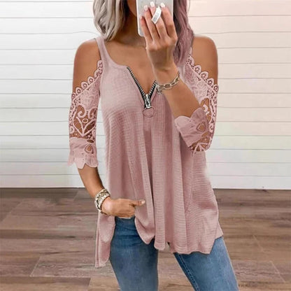Alba - Blusa con hombros descubiertos y encaje