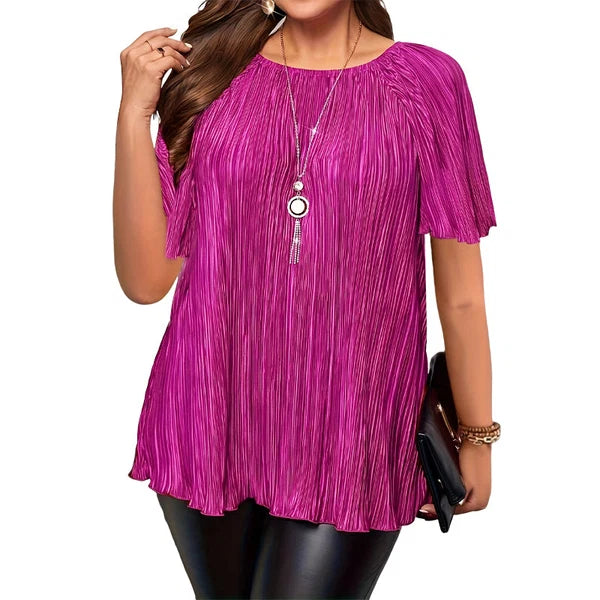 Elena - Blusa plisada ultraelástica de corte holgado