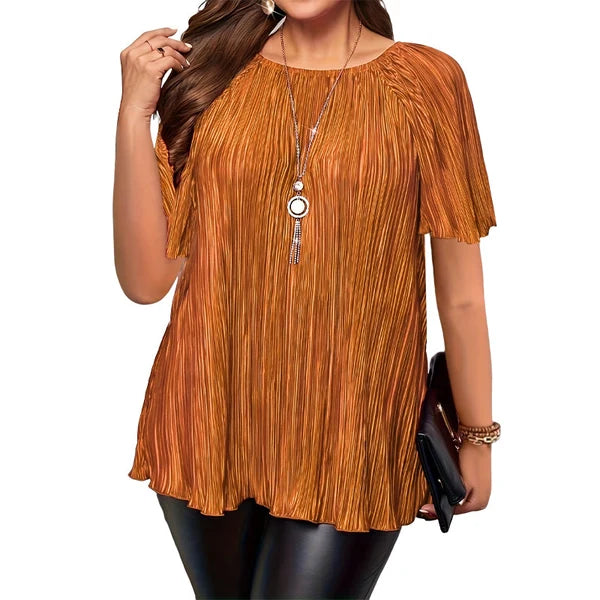 Elena - Blusa plisada ultraelástica de corte holgado
