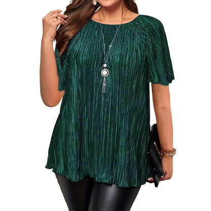 Elena - Blusa plisada ultraelástica de corte holgado