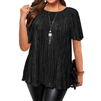 Elena - Blusa plisada ultraelástica de corte holgado