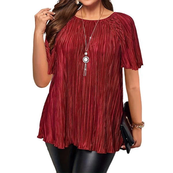 Elena - Blusa plisada ultraelástica de corte holgado