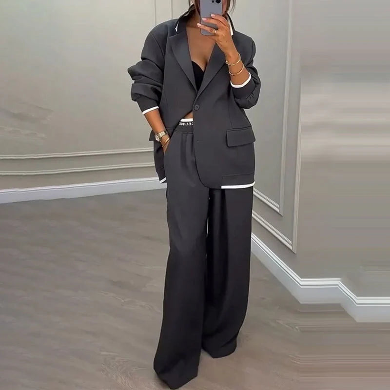 Amaia - Conjunto de blazer y pantalón de corte ancho