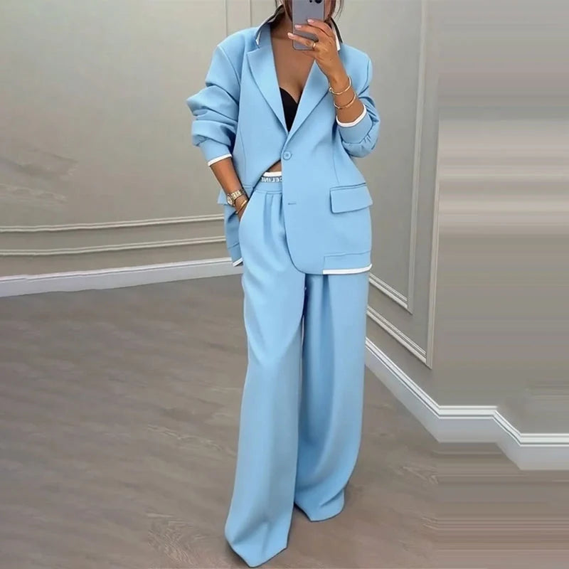 Amaia - Conjunto de blazer y pantalón de corte ancho