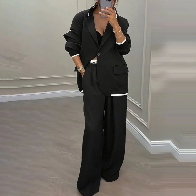 Amaia - Conjunto de blazer y pantalón de corte ancho