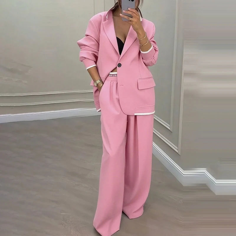 Amaia - Conjunto de blazer y pantalón de corte ancho