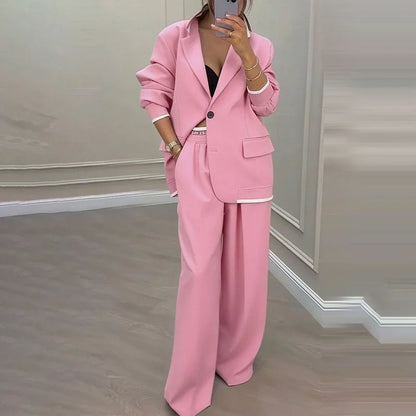 Amaia - Conjunto de blazer y pantalón de corte ancho