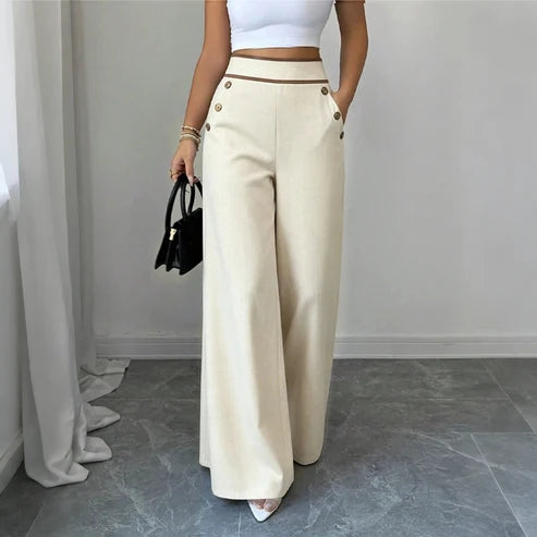 Elena - Pantalón de cintura alta con detalles en contraste