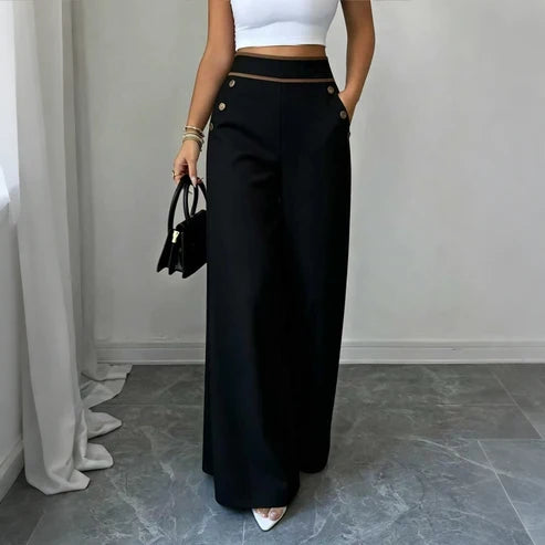 Elena - Pantalón de cintura alta con detalles en contraste