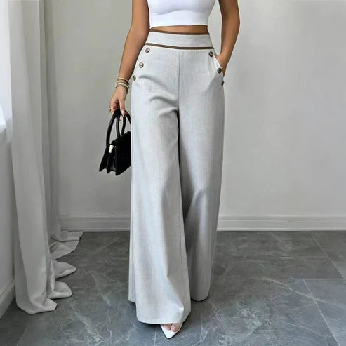 Elena - Pantalón de cintura alta con detalles en contraste