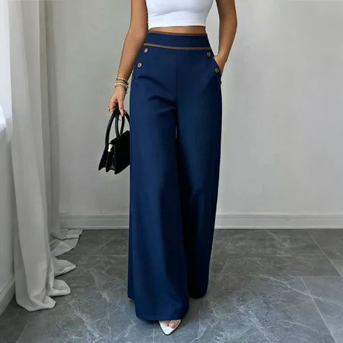 Elena - Pantalón de cintura alta con detalles en contraste