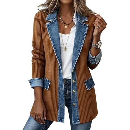 Alejandra - Chaqueta de punto con detalles efecto denim