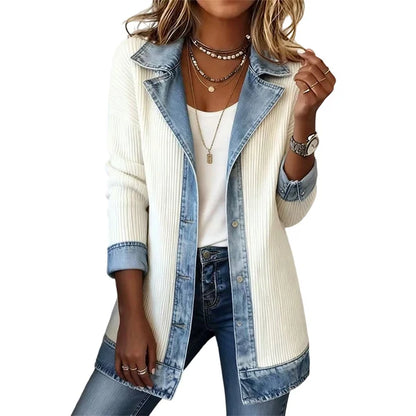 Alejandra - Chaqueta de punto con detalles efecto denim