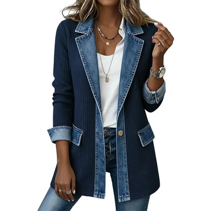 Alejandra - Chaqueta de punto con detalles efecto denim