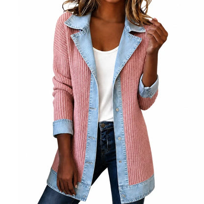 Alejandra - Chaqueta de punto con detalles efecto denim