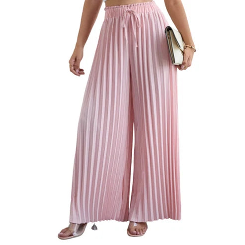 Carolina - Pantalón plisado de pierna ancha con cintura ajustable