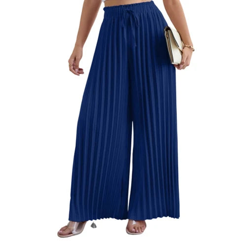 Carolina - Pantalón plisado de pierna ancha con cintura ajustable