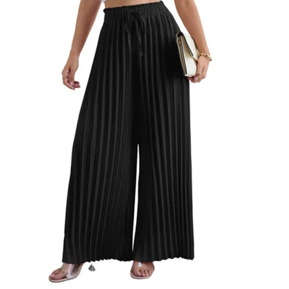 Carolina - Pantalón plisado de pierna ancha con cintura ajustable