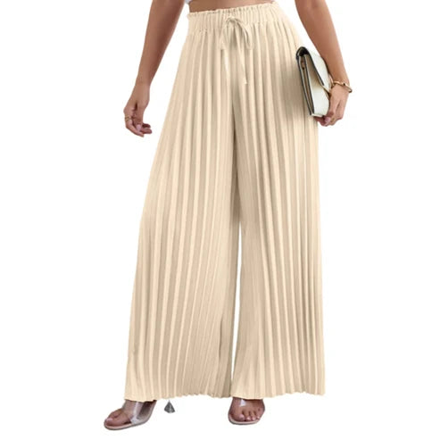 Carolina - Pantalón plisado de pierna ancha con cintura ajustable