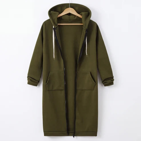 Mariona – Sudadera larga con capucha y cremallera