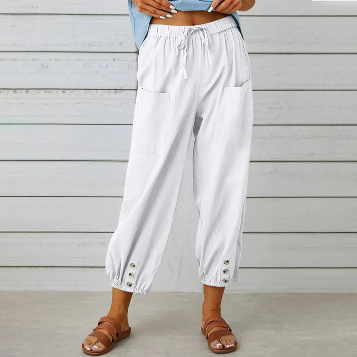 Pantalones anchos con bolsillos para mujer