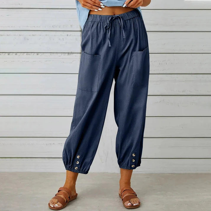 Pantalones anchos con bolsillos para mujer