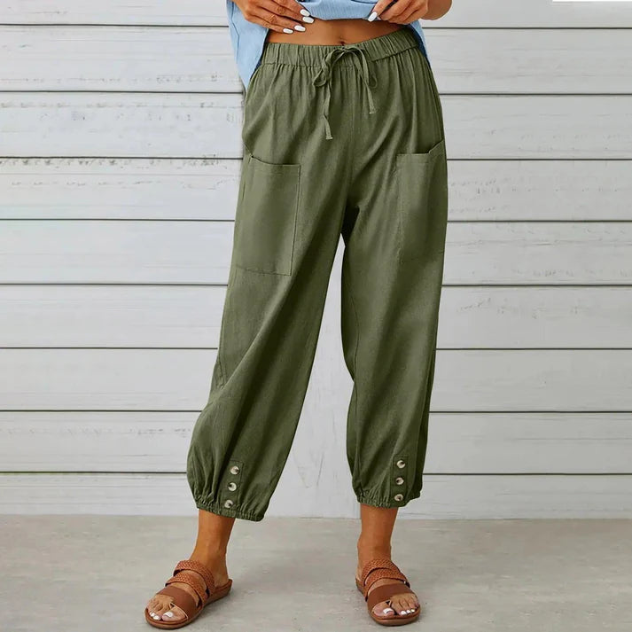 Pantalones anchos con bolsillos para mujer
