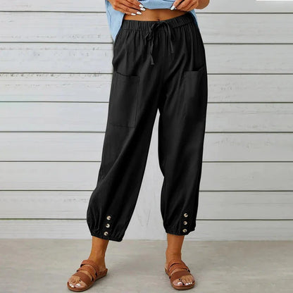 Pantalones anchos con bolsillos para mujer